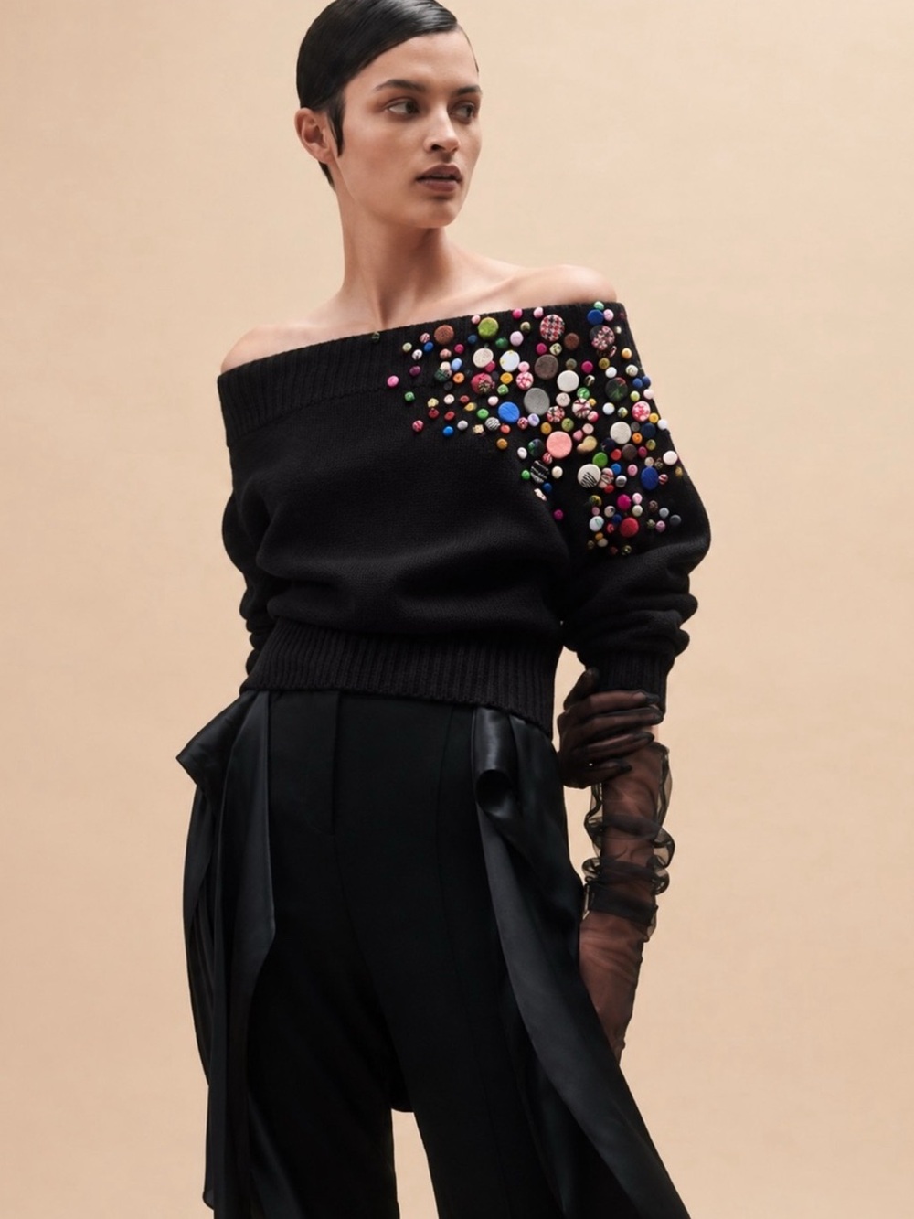 Hellessy Bruno Wool Cashmere Sweater with button embellishment